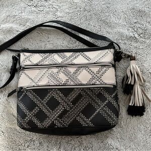 Le Sak Stylish Black and White Crossbody Bag